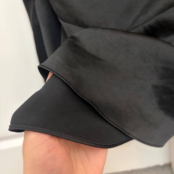 NWT Aritzia Wilfred Satin Ruffle Tier Lyrus Skirt in Black - Picture 8 of 12